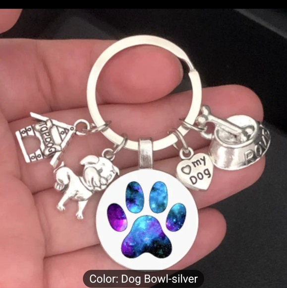 New galaxy dog paw print keychain - Picture 2 of 5